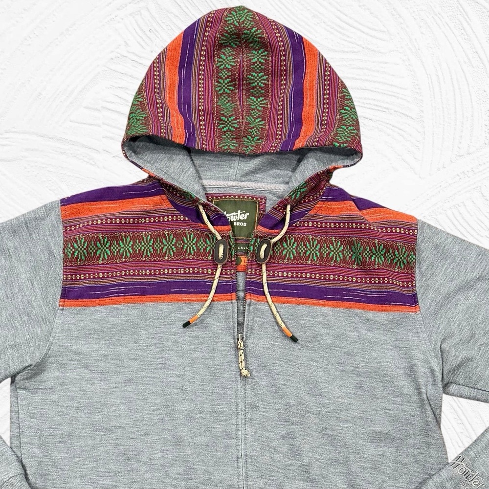 Howler Bros Shaman Zip Hoodie Gray Zona Jacquard‎ Southwestern Aztec Size Large